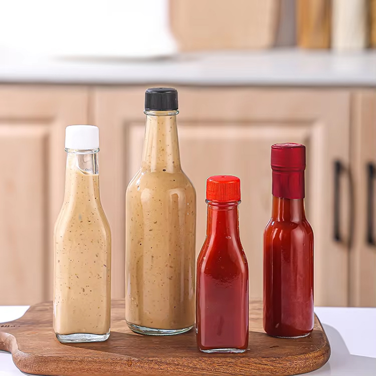 Hot sales Glass Small Bottle 90ml 250ml 150ml Woozy Bottles for Hot Sauce Glass