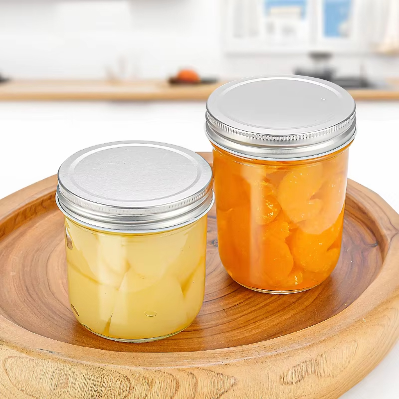 Round Caviar Reusable Mason Jar Glass with Aluminium Cap