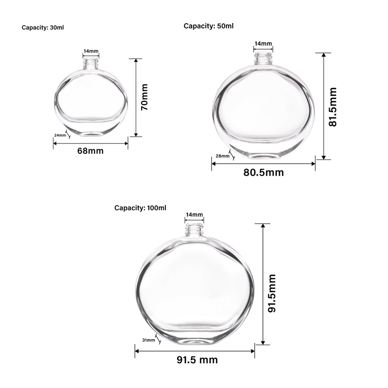 30 Ml 50 Ml 100 Ml Modern Oblate Screw Mouth Glass Perfume Bottles