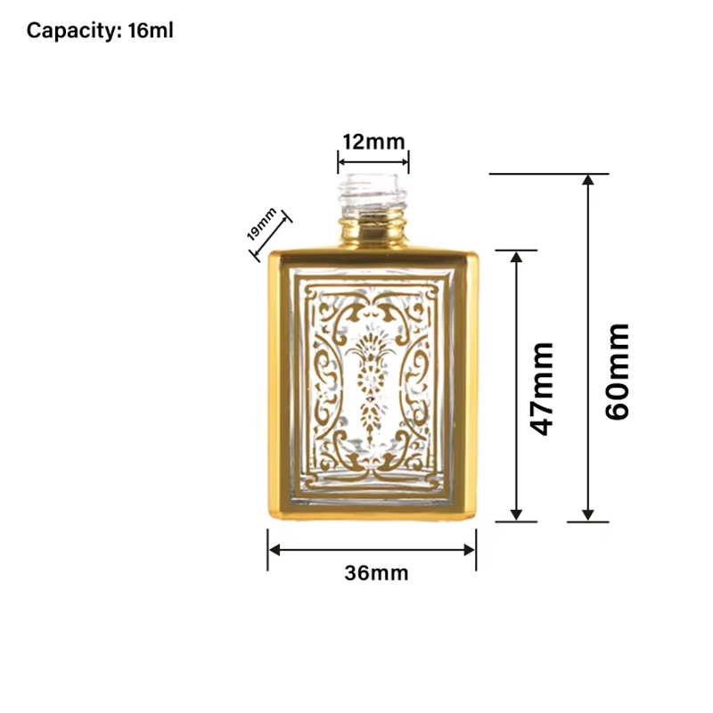 High Quality 16ml Arabic Middle East Style Gold Perfume Bottle