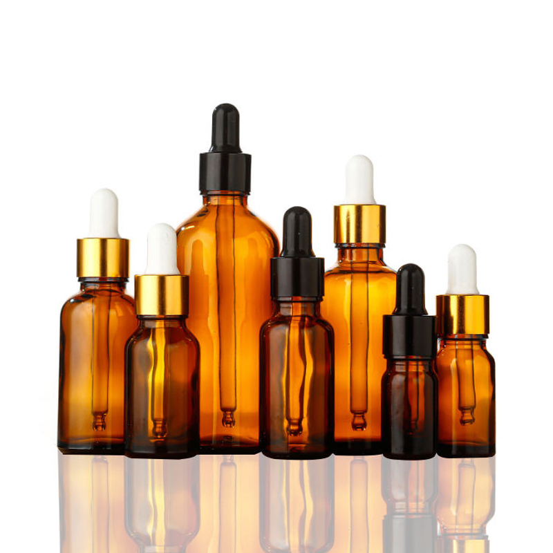 Luxury 5ml 10ml 15ml 20ml Amber Glass Dropper Bottles with Pipette