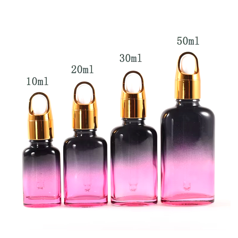 Eco-friendly Gradient Glass 10ml 20ml 30ml 50ml Recyclable Unique Serum Essential Oil Glass Dropper Bottle