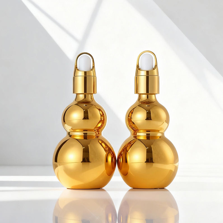 5ml 10ml 15ml 20ml 30ml 50ml Electroplating Gold Gourd Shape Glass Dropper Essential Oil Bottle