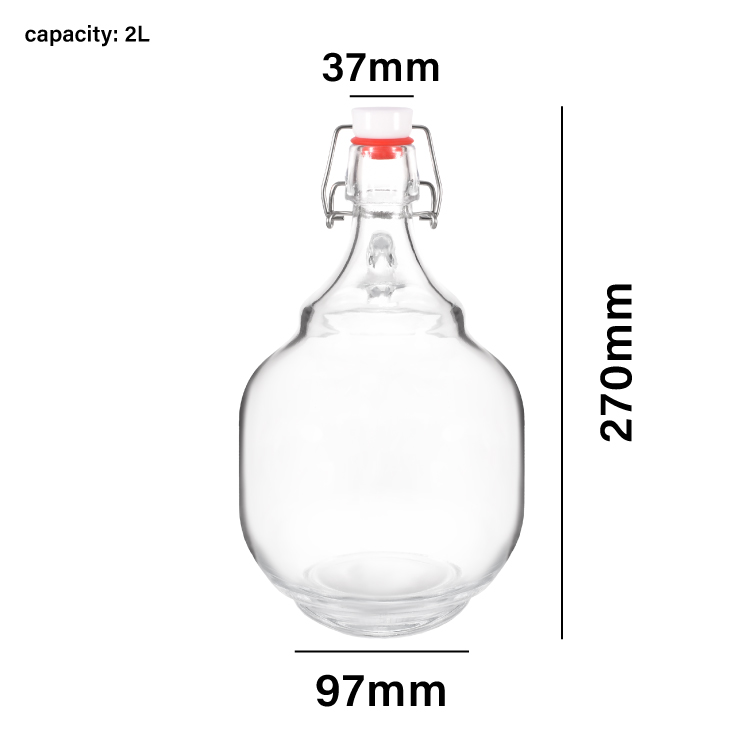 Stock California 2 Liter Glass Bottle Flip Top Glass Growlers for Beer 64 Oz Growler Set with Lids Great for Home Brewing
