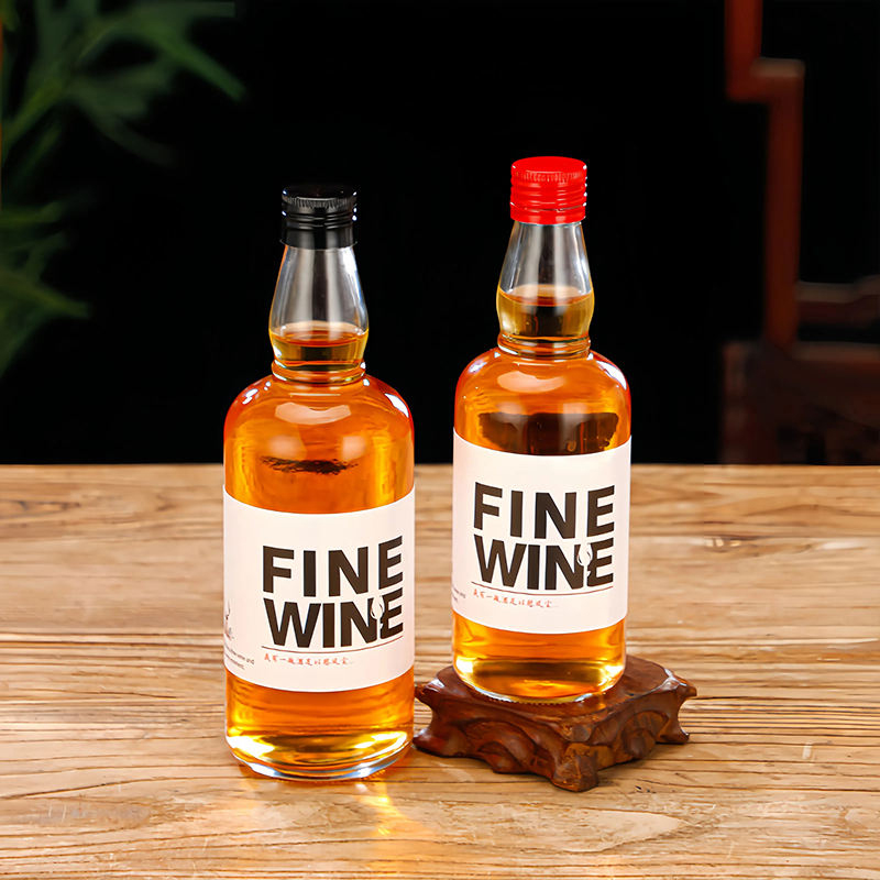 Wholesale Round Glass Tequila Whisky Vodka Bottle 50ml 100ml 200ml 375ml 500ml Liquor Glass Bottle with Screw Cap