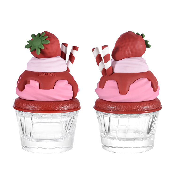 New Design 70ml Cute Strawberry Ice Cream Glass Perfume Bottle Unique for Women Luxury Gourmand Fragrance Container