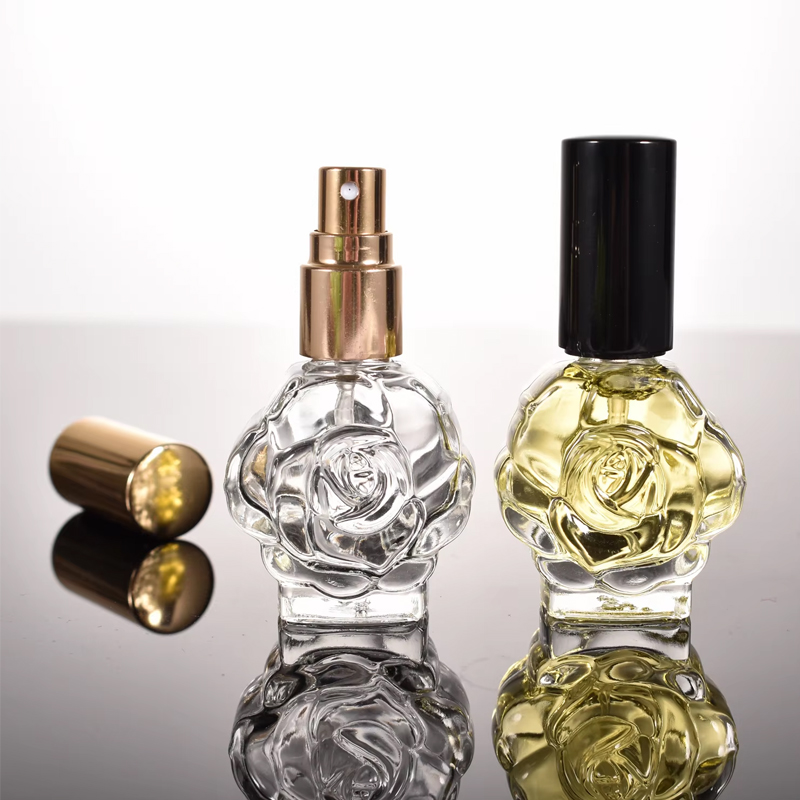 Factory Price Rose Shape Sample 10ml Perfume Bottle With Screw Top for Women