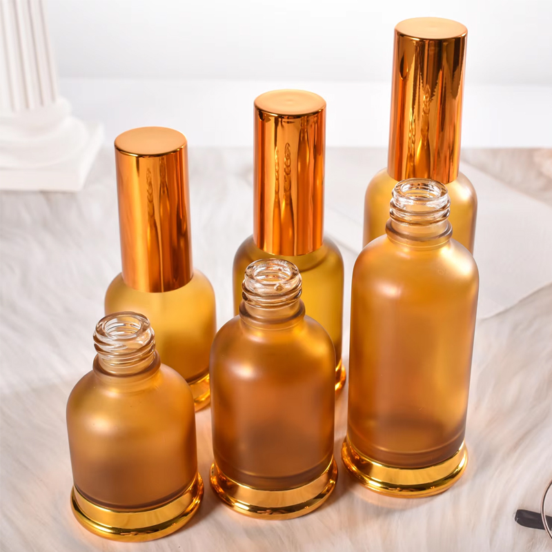 25ml 30ml 50ml Orange Frosted Glass Fine Mist Perfume Spray Bottle with Base