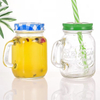 Clear Mason Drinking Jar Mug with Handle And Straw