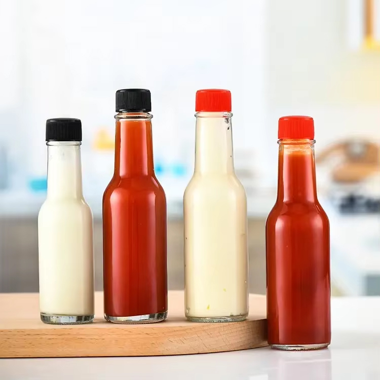 Hot sales Glass Small Bottle 90ml 250ml 150ml Woozy Bottles for Hot Sauce Glass