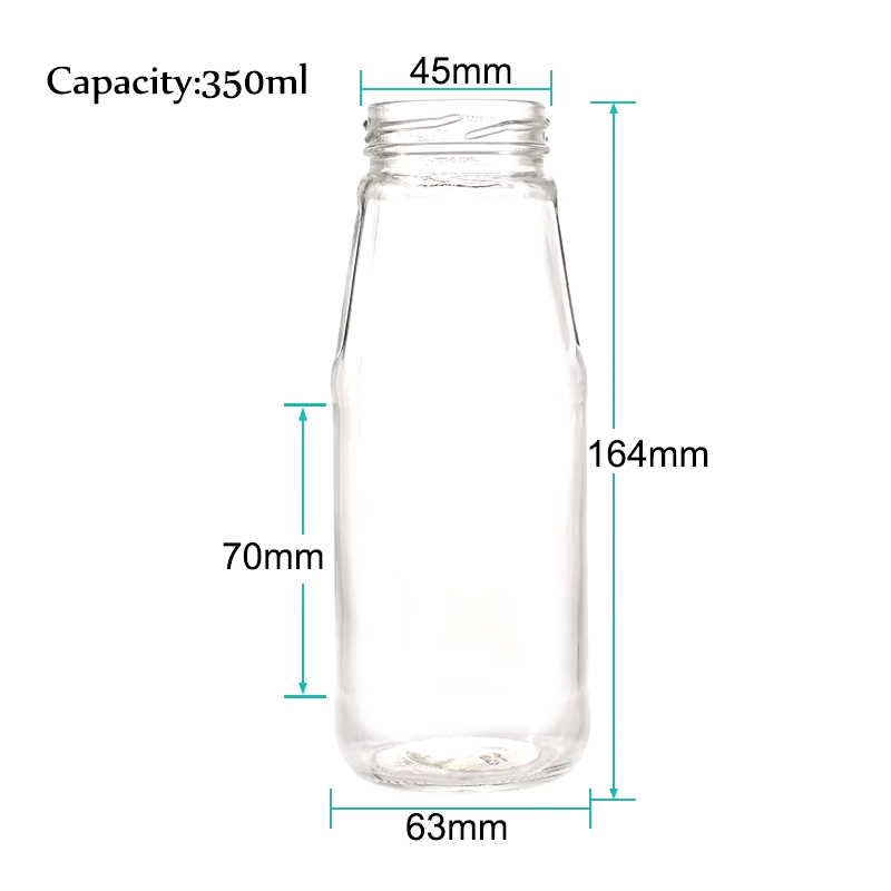 Wholesale 350ml Round Shape Empty Glass Beverage Milk Bottle 