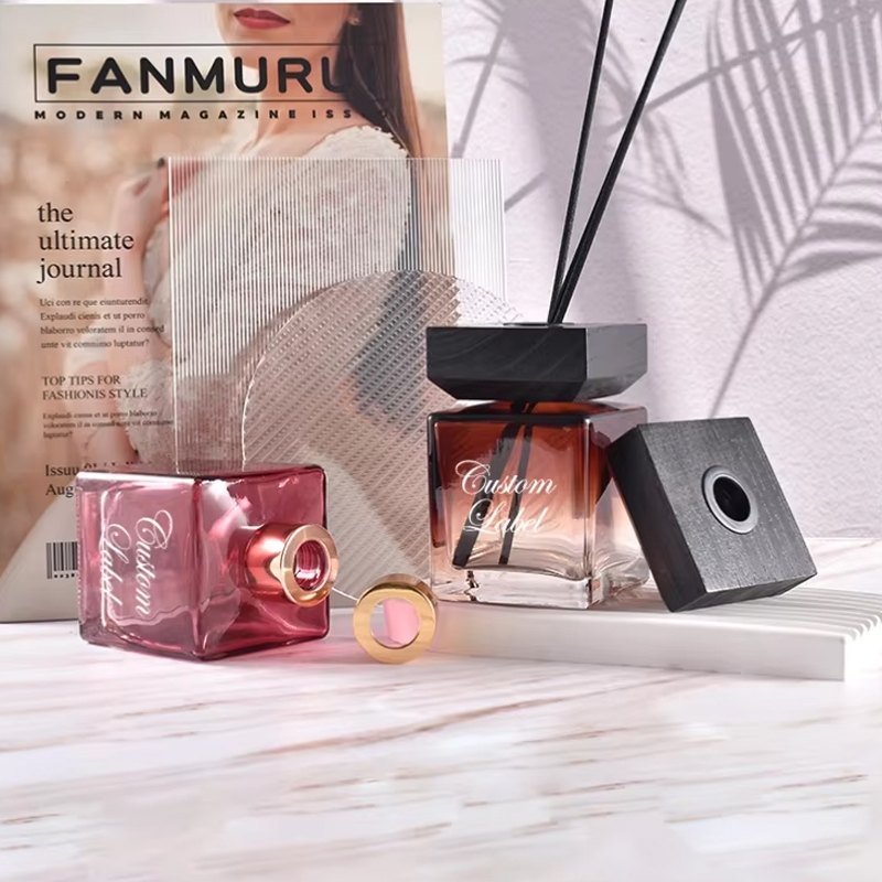 custom Classic 200ml Square gradient empty Reed Diffuser Bottle
