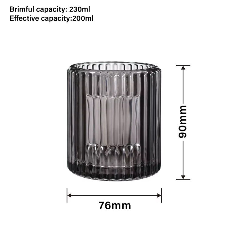 7oz Empty Clear Ribbed Glass Candle Jars for Making Candle