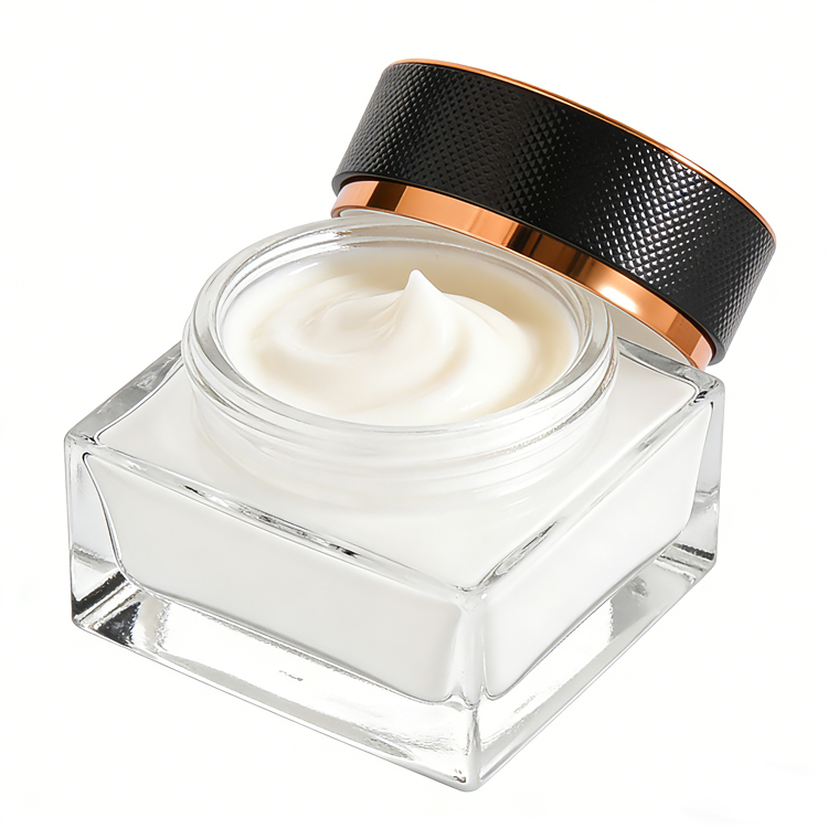 Luxury clear Glass Cream Jar with Finish Custom Cosmetic Packaging for Skincare Cream Face Moisturizer