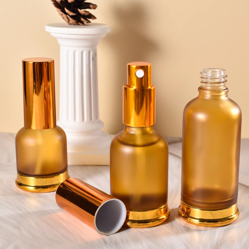 25ml 30ml 50ml Orange Frosted Glass Fine Mist Perfume Spray Bottle with Base