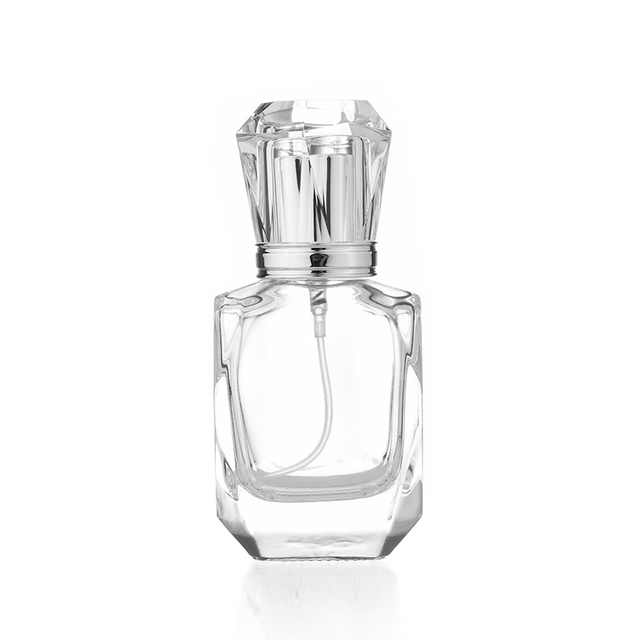 Fancy 30ml 50ml Glass Empty Perfume Spray Bottle Silver Pump Empty Glass Perfume Bottle With Cap