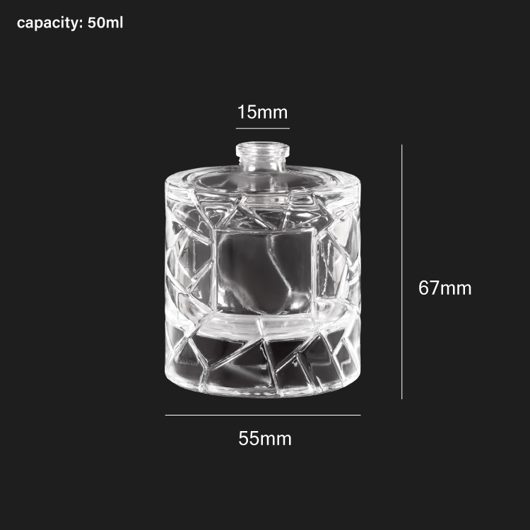 Luxury Diamond-Cut 50ml 100ml Round Glass Perfume Bottle with Metal Cap for Men Fragrance Packaging