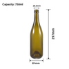 Classic 750ml Round Burgundy Glass Wine Bottles