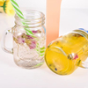 Clear Mason Drinking Jar Mug with Handle And Straw