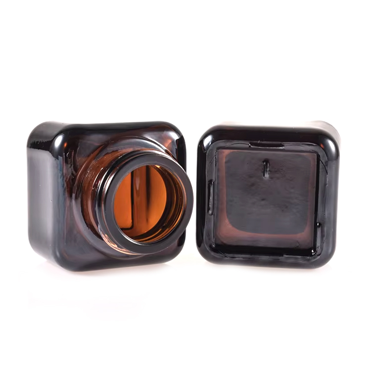 50g Glass Cream Jar Square Cream Eye Face Brown Cosmetics 