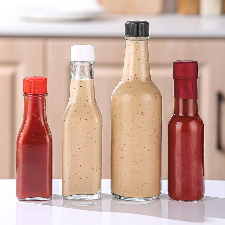 Hot sales Glass Small Bottle 90ml 250ml 150ml Woozy Bottles for Hot Sauce Glass