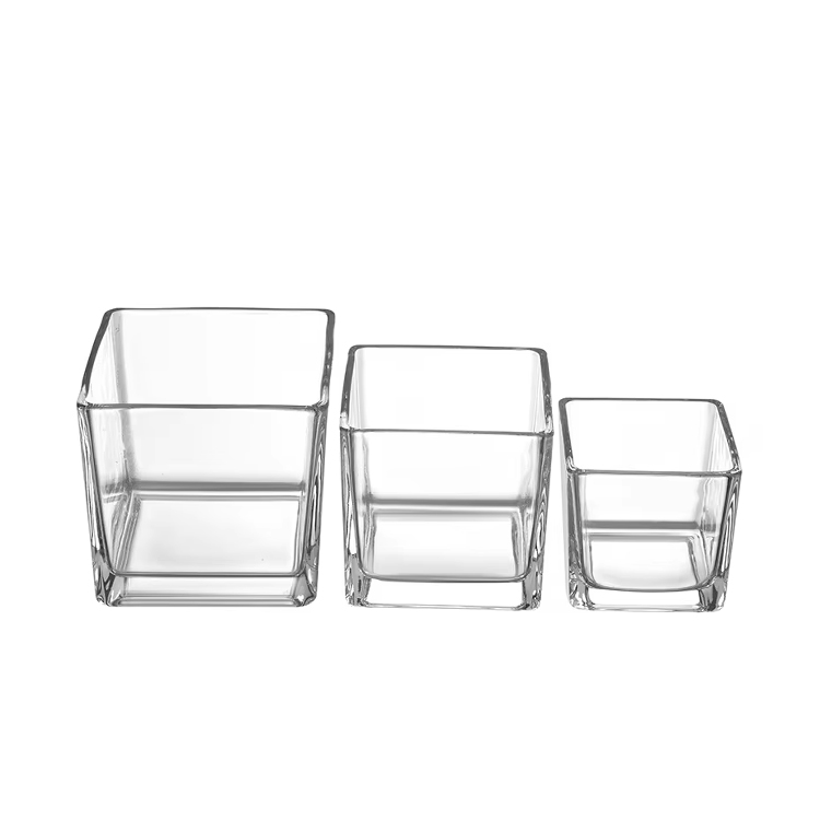 Cheap 80ml 120ml 200ml 300ml Empty Square Candle Jars Clear with Nature Wooden Cork Lid