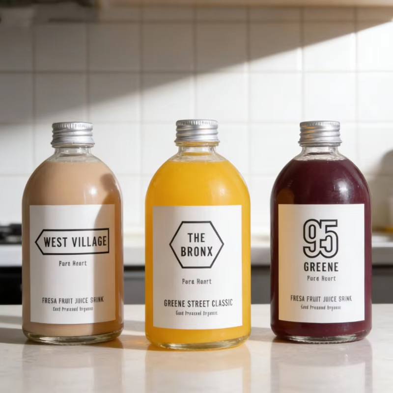 Wholesale Eco-Friendly Cold Press Juice Frosted 150ml 270ml 350ml 500ml Round Glass Bottle with Screw Cap