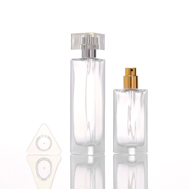 Luxury Unique Triangular Prism 30ml 45ml Empty Perfume Glass Bottles with Pump Spray Lid And Box Customizable