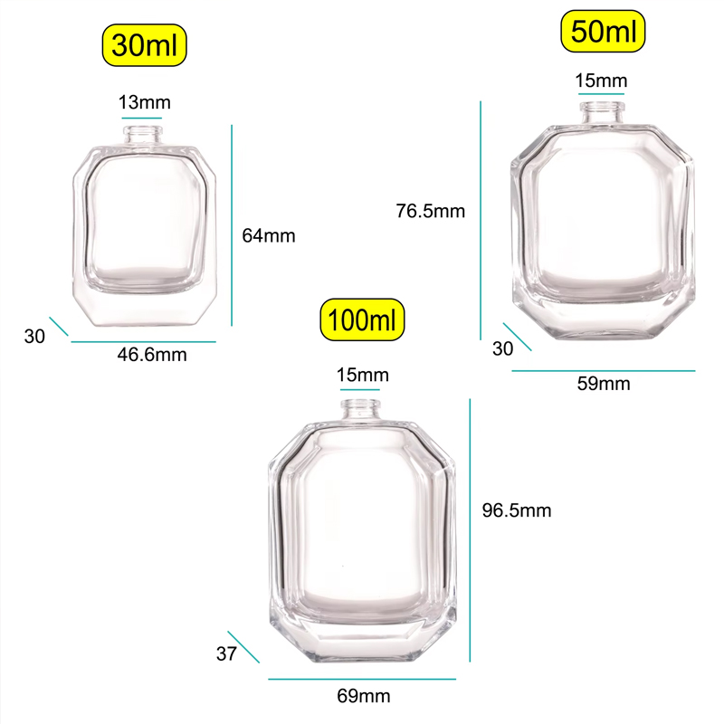 Luxury Glass Bottle 100ml 30ml Perfume Spray Bottle 50ml Empty Hexagon Perfume Bottle With Packaging