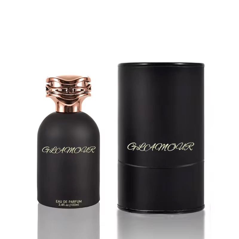 Black Glass Perfume Bottle with Metal Lid