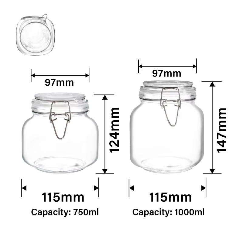 750ml 1000ml Buckle Airtight Glass Jar