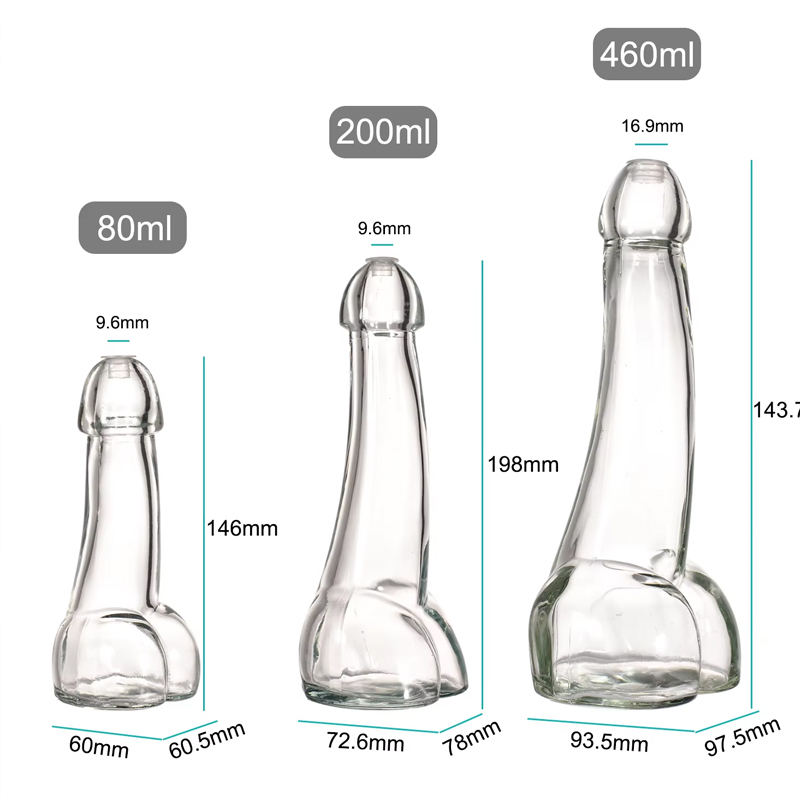Male Penis Shaped Glass Bottle Cocktail Glass
