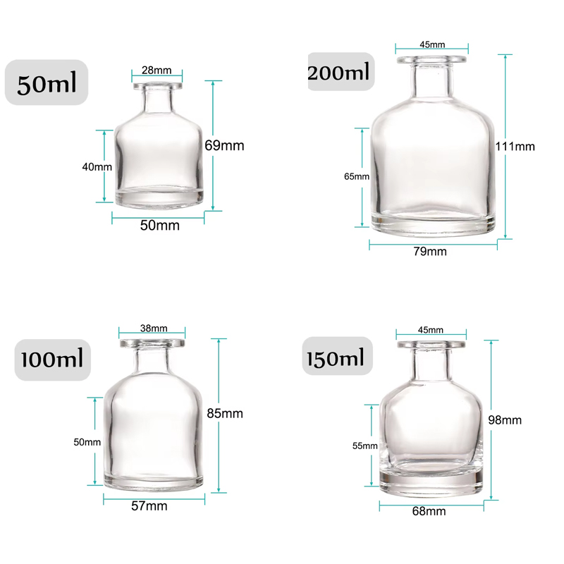 China Round Frosted Luxury Reed Diffuser Bottle Glass