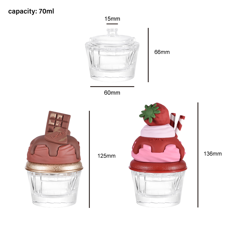New Design 70ml Cute Strawberry Ice Cream Glass Perfume Bottle Unique for Women Luxury Gourmand Fragrance Container