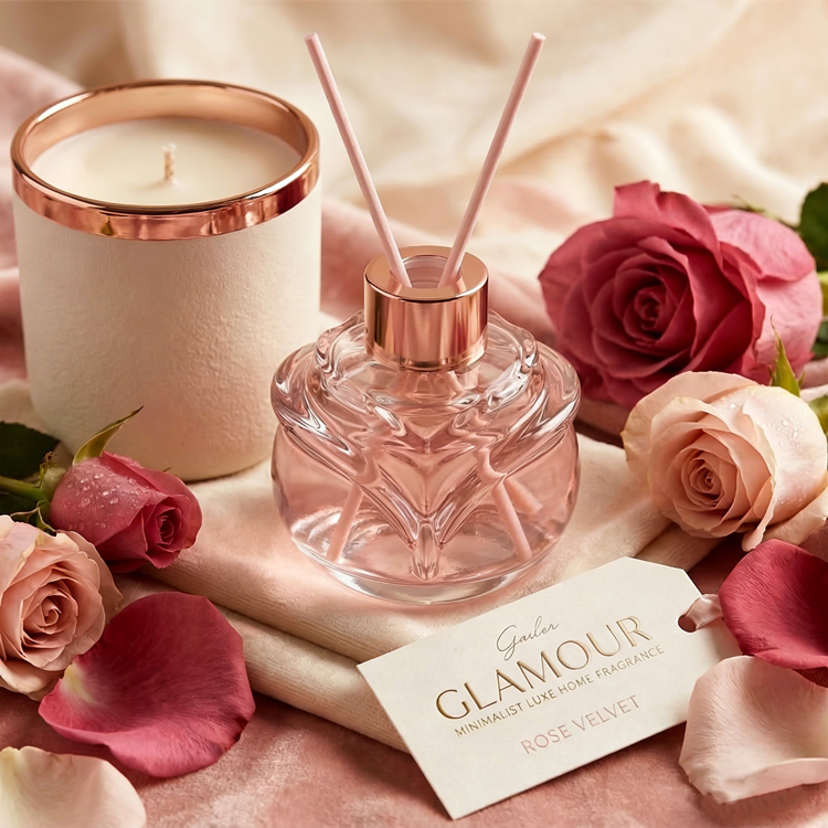 Luxury Rose Shape Glass Reed Diffuser Bottle Decorative Aromatherapy Diffuser Bottle for Home Fragrance