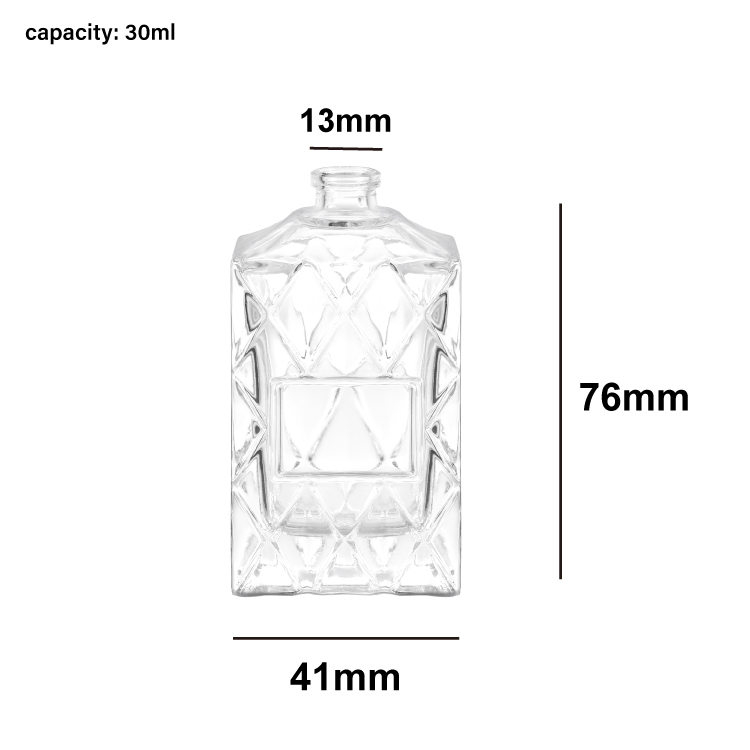 30ml Luxury Embossed Glass Perfume Bottle with Black Cap – Custom Clear Fragrance Bottle Packaging