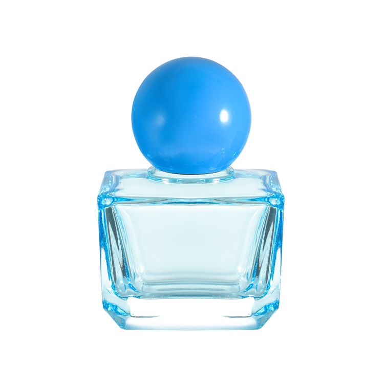 Luxury Square Glass Perfume Bottle with Ball Cap 100ml 30ml 50ml Custom Color Fragrance Packaging