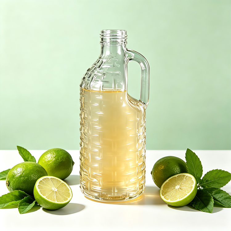 1000ml Glass Juice Bottle with Handle Large Capacity Reusable Glass Beverage Bottle for Juice, Lemonade Cold Brew