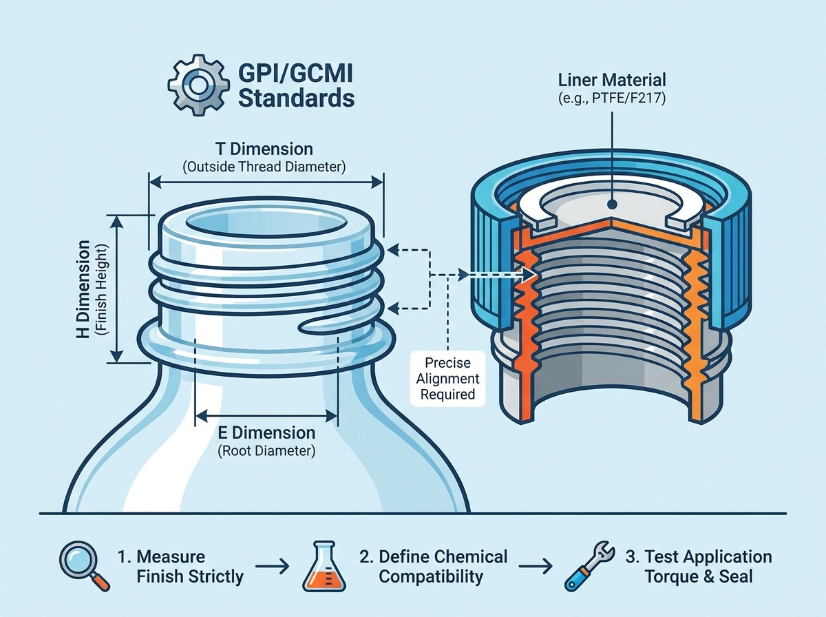 Glass bottle closures and neck finish measurement