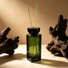 Premium Green Square Glass Reed Diffuser Bottle with Black Cap Custom Aromatherapy Diffuser Bottle for Home Fragrance