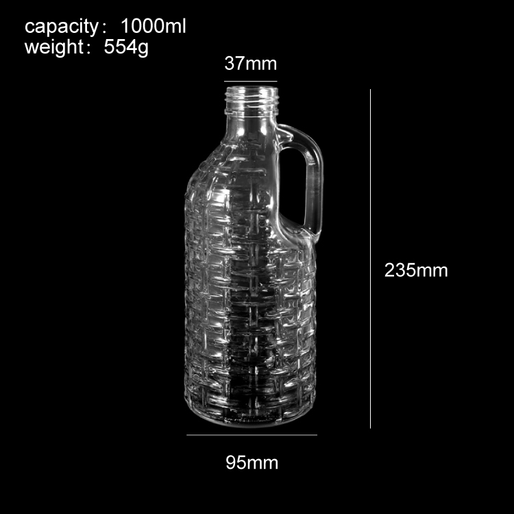 1000ml Glass Juice Bottle with Handle Large Capacity Reusable Glass Beverage Bottle for Juice, Lemonade Cold Brew